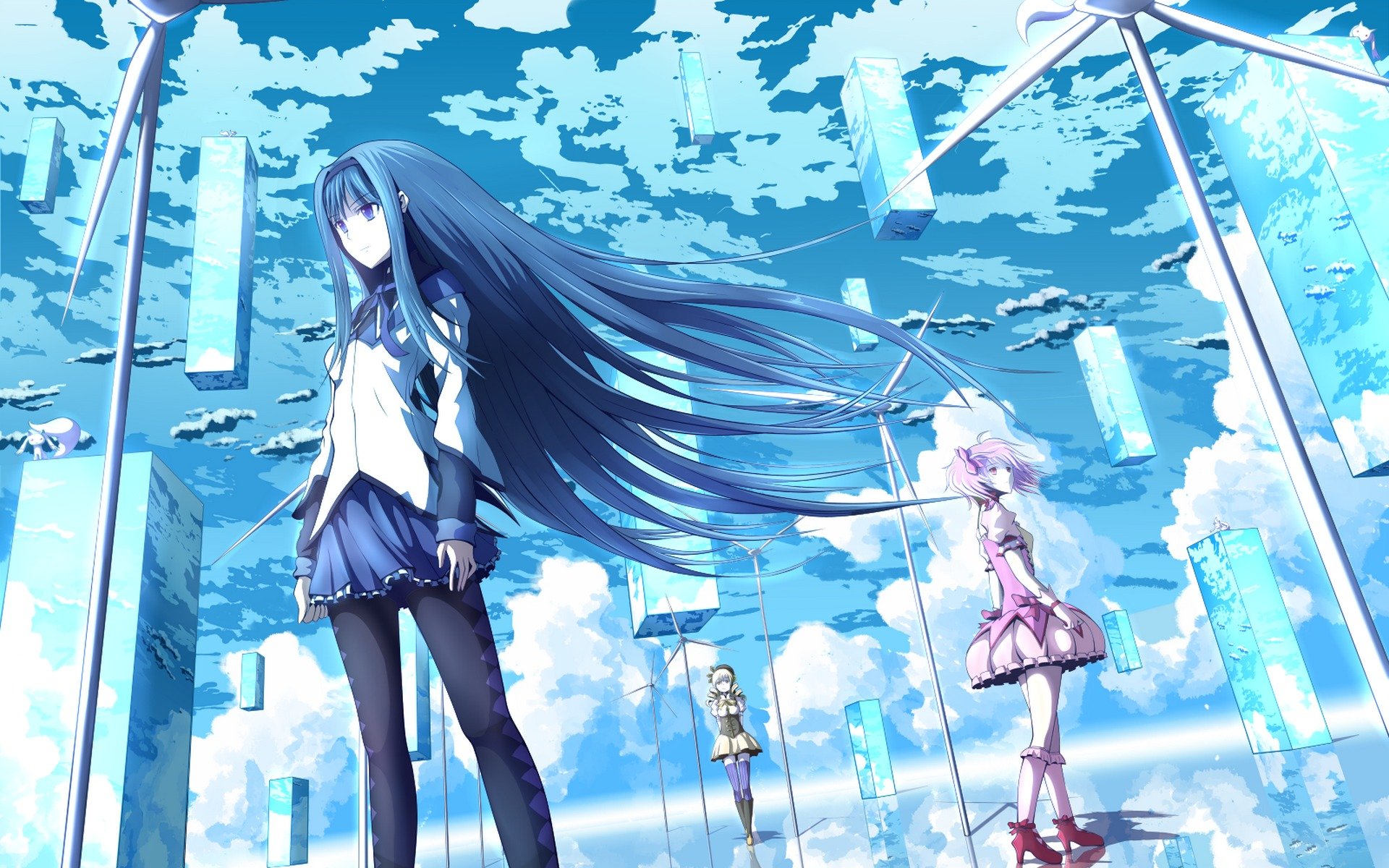 art langjiao anime magicienne madoka mahou shoujo madoka magica akemi homura kaname madoka tomoe mami filles ciel nuages