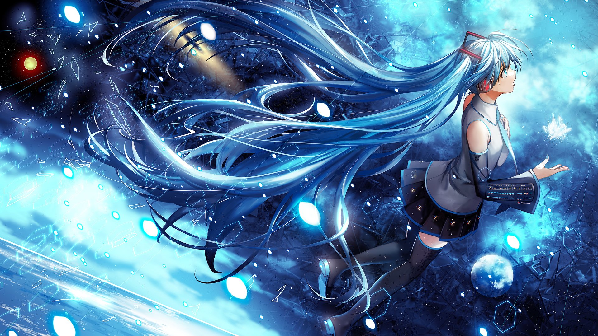 arte komecchi vocaloid hatsune miku chica cielo estrellas anime