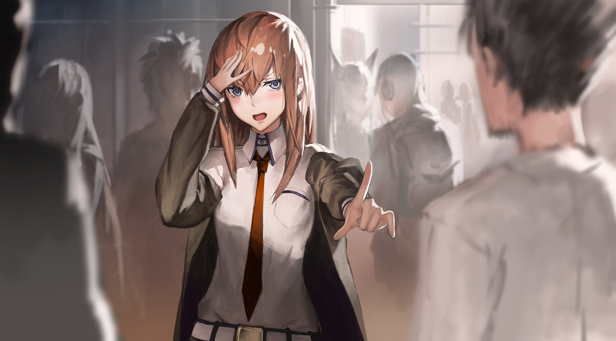 arte aituoku tvh anime tazas; puerta makise kurisu okabe rintarou chica chico corbata