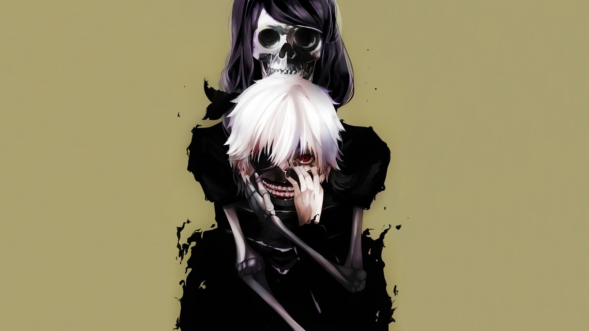 tokyo ghoul tokyo ghoul ken kaneki kamishiro rize skelett kerl maske rotes auge