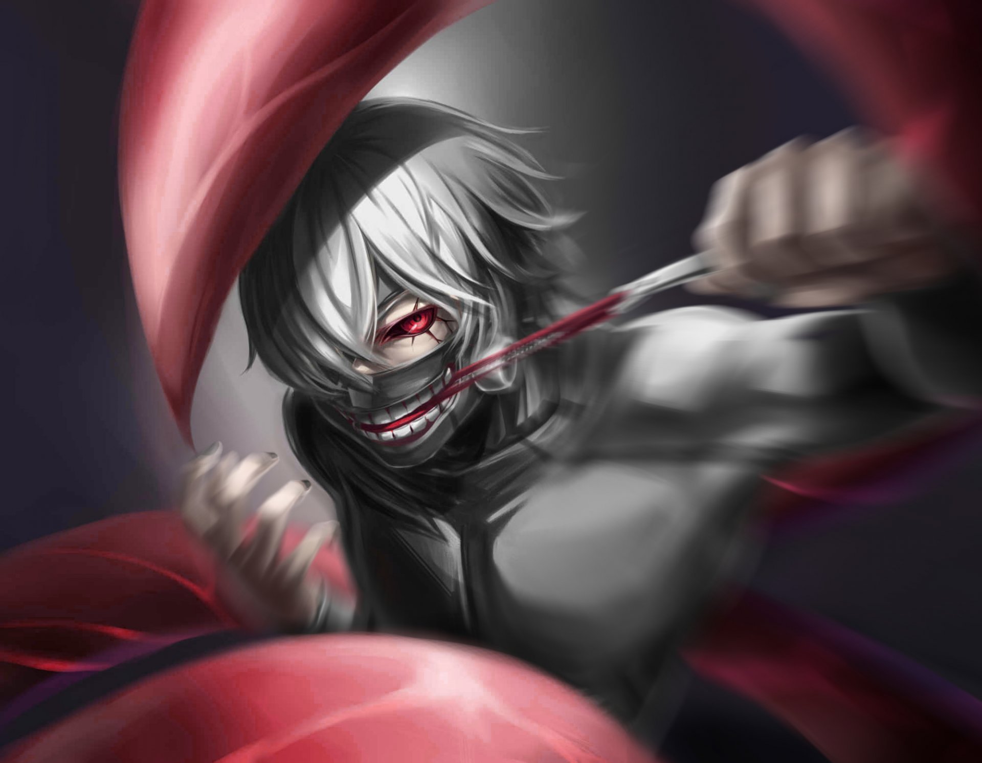 arte chico kaneki ken vista ojo máscara garras ghoul gesto cerradura ghoul de tokio ghoul de tokio