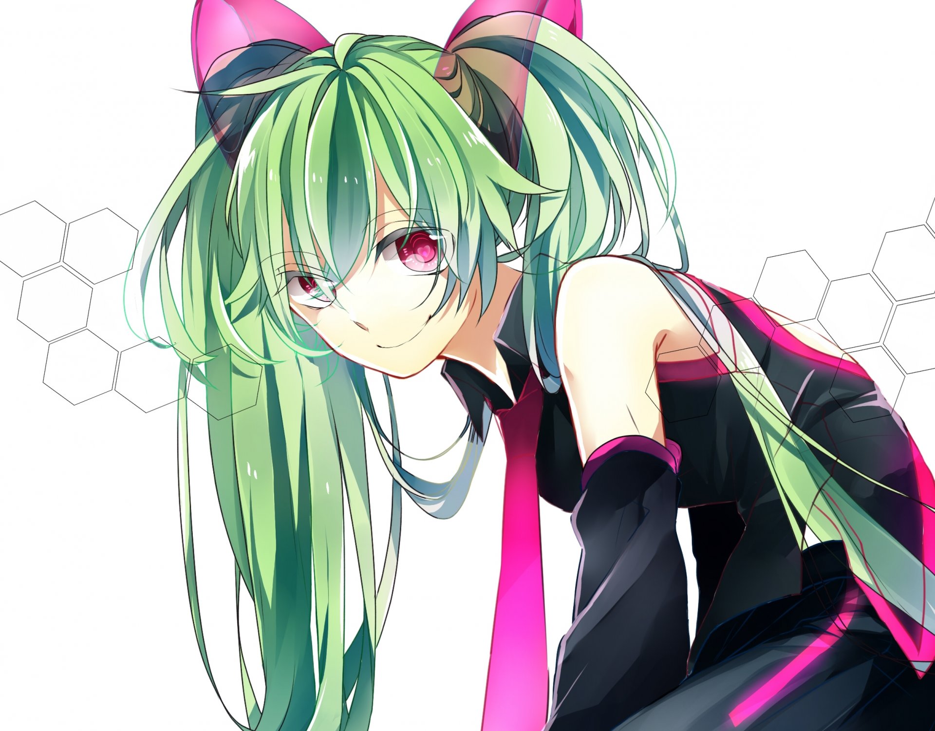 kunst hibiya vocaloid hatsune miku mädchen ohren krawatte vocaloid lächeln