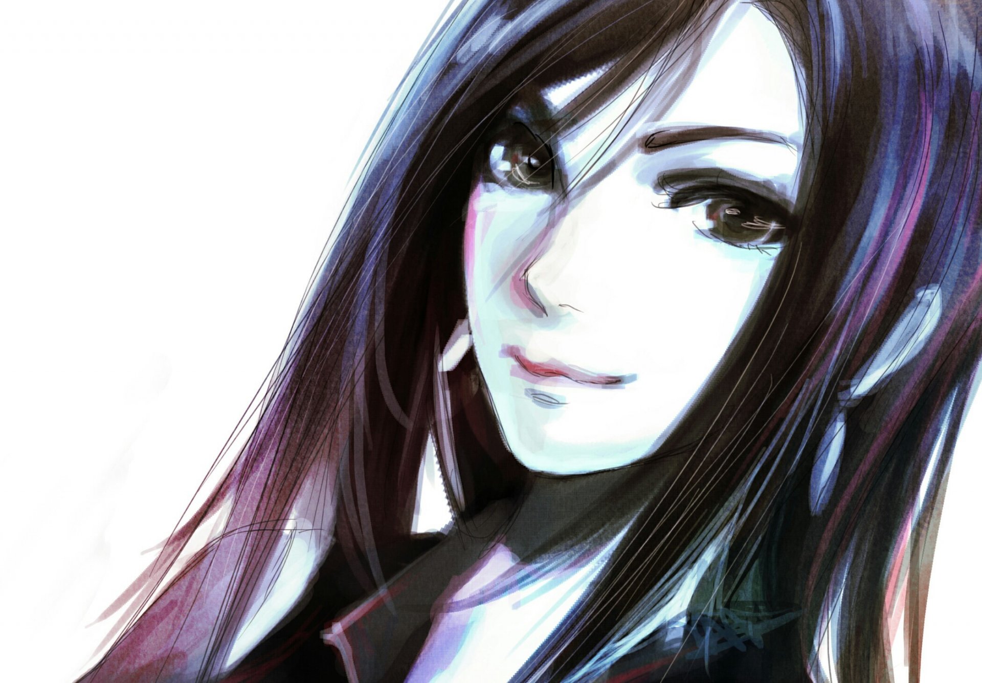 tifa lockhart mädchen gesicht blick lächeln