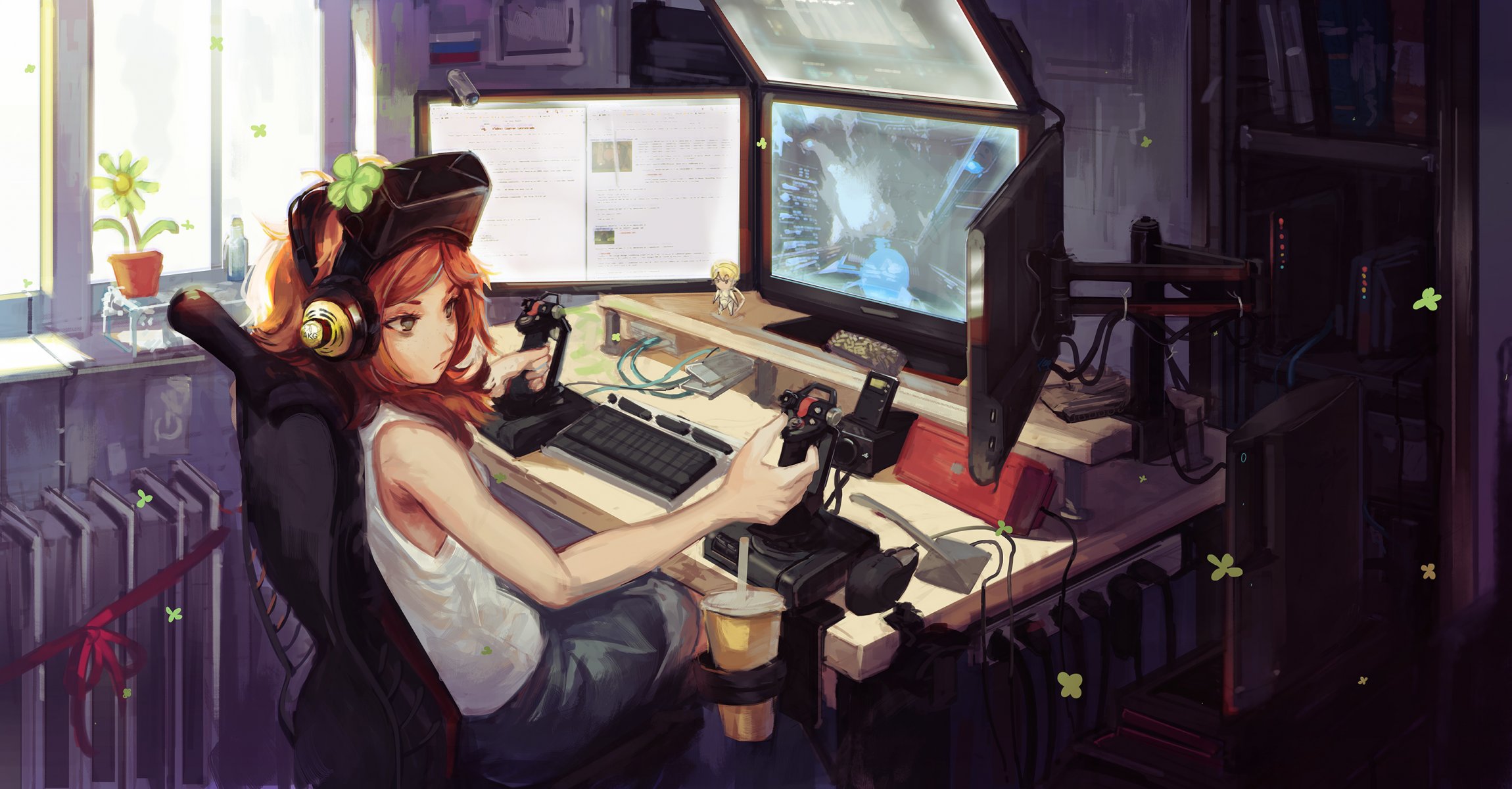 art doomfest fille vivian james ordinateur jeu moniteurs joysticks 4chan