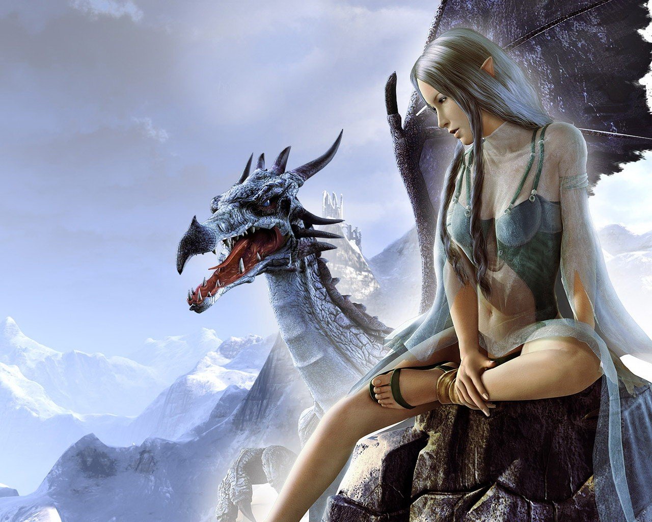 dragon fille montagnes