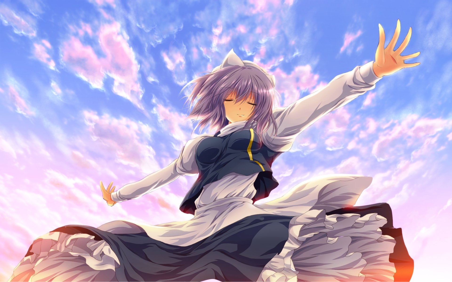 kunst touhou letty whiterock mädchen himmel wolken