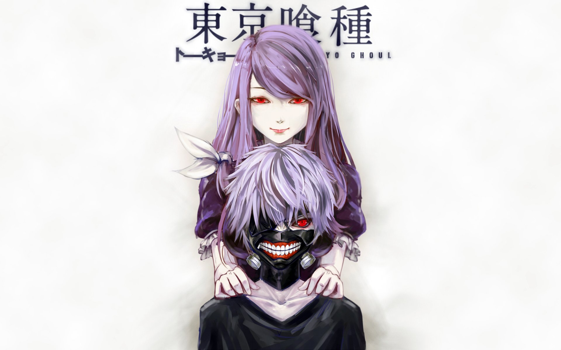 anime art tokyo ghoul tokyo ghoul ken kaneki rize kamishiro guy girl mask background red eye