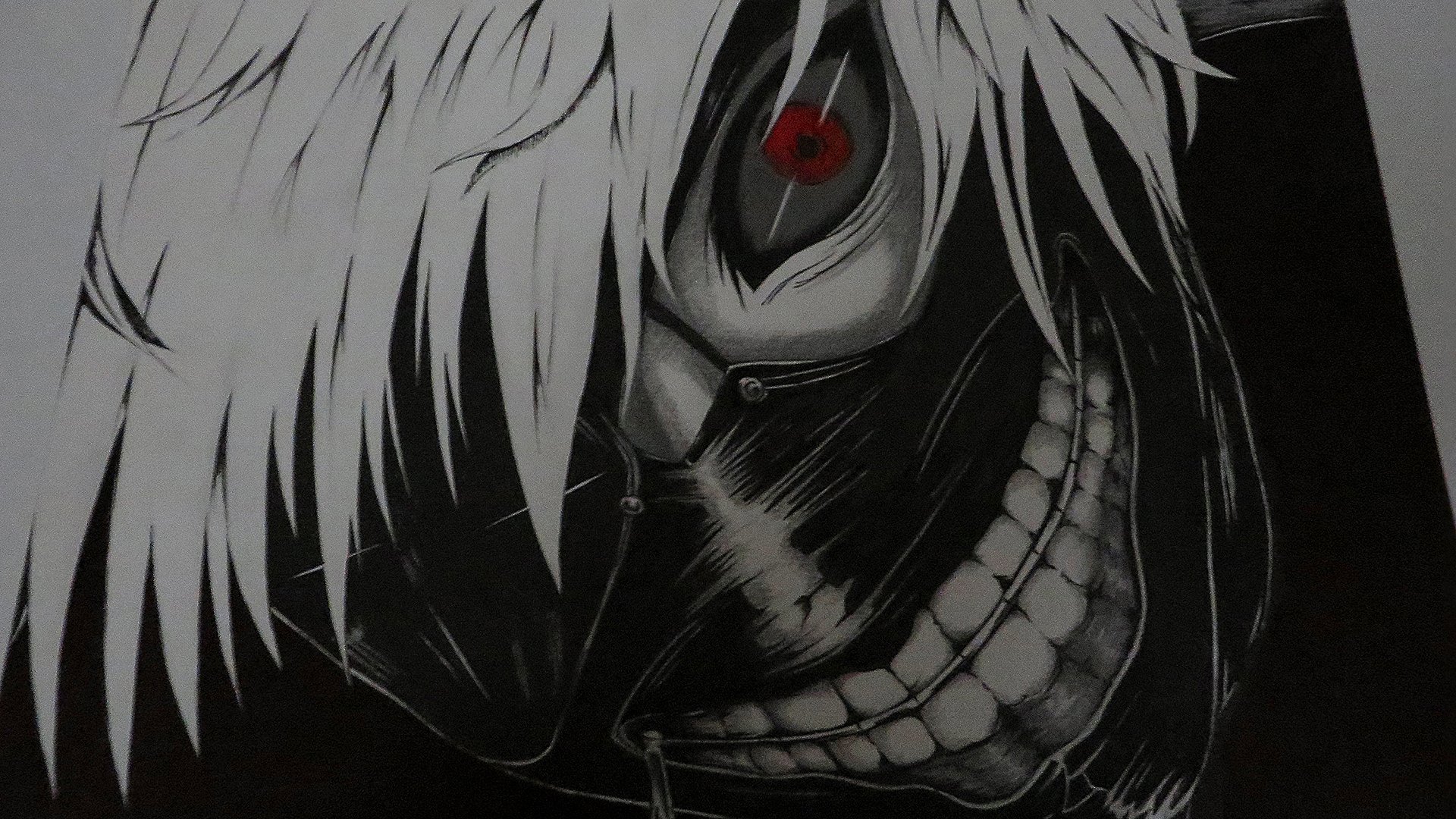 ghoul de tokio ghoul de tokio kaneki ken kaneki ken máscara ojo rojo pelo blanco anime