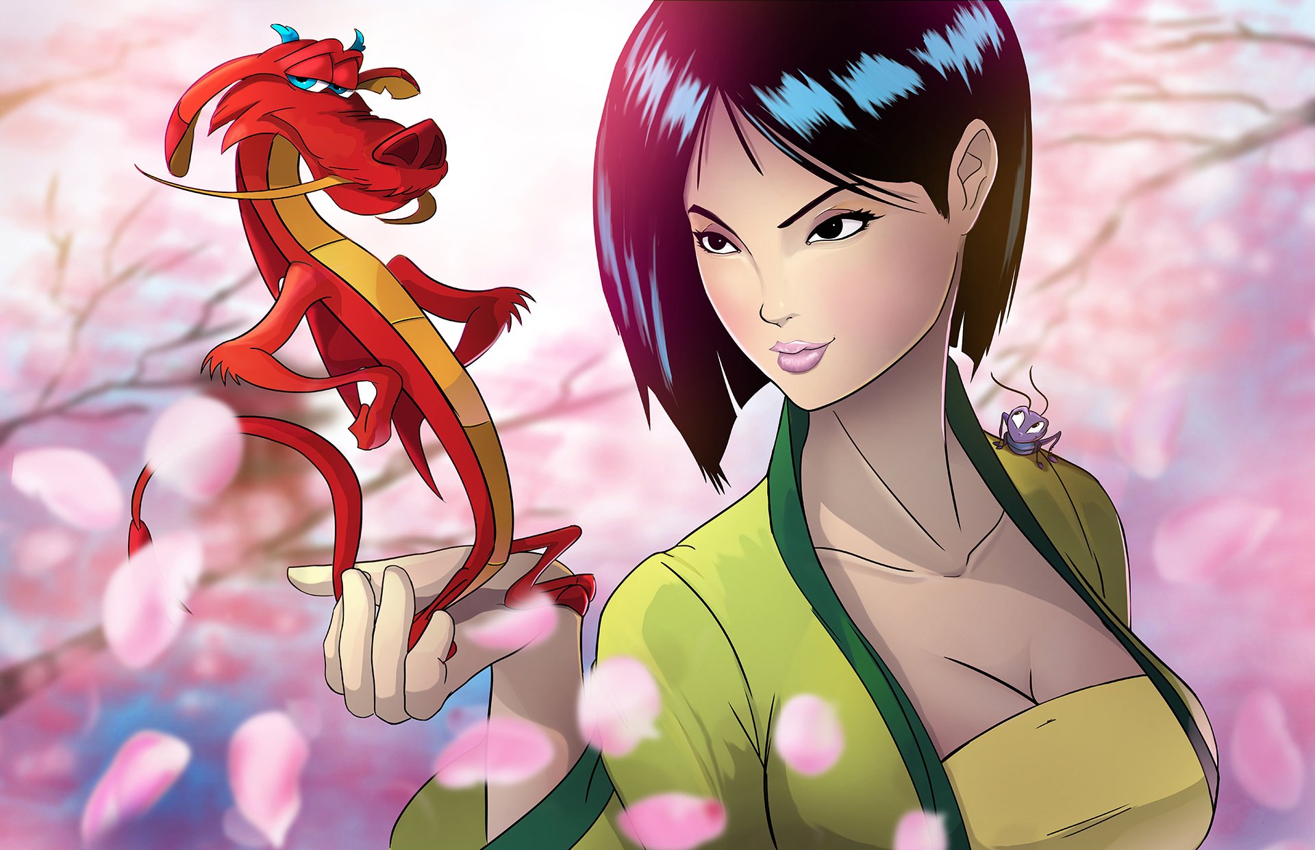 disney mulan princess girl beauty dragon