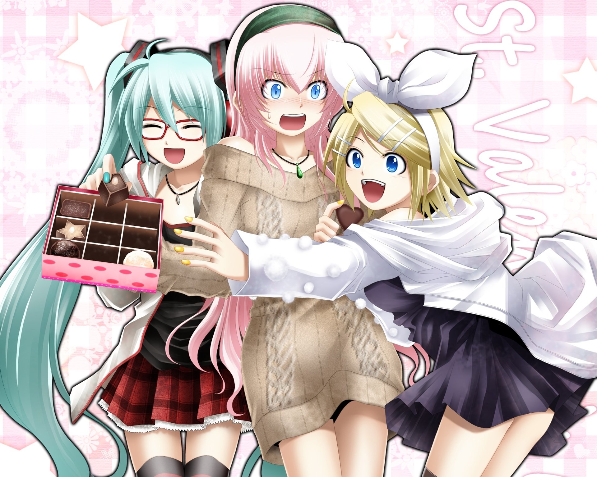 arte kuromayu vocaloid hatsune miku kagamine rin megurine luka chicas dulces chocolate vocaloid gafas arco horquillas