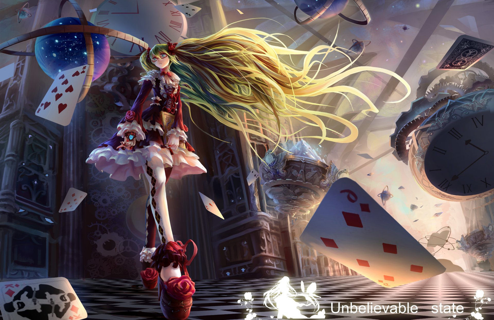 art neko-mura ikkro girl hatsune miku gait book maps clock globe magic vocaloid vocaloid