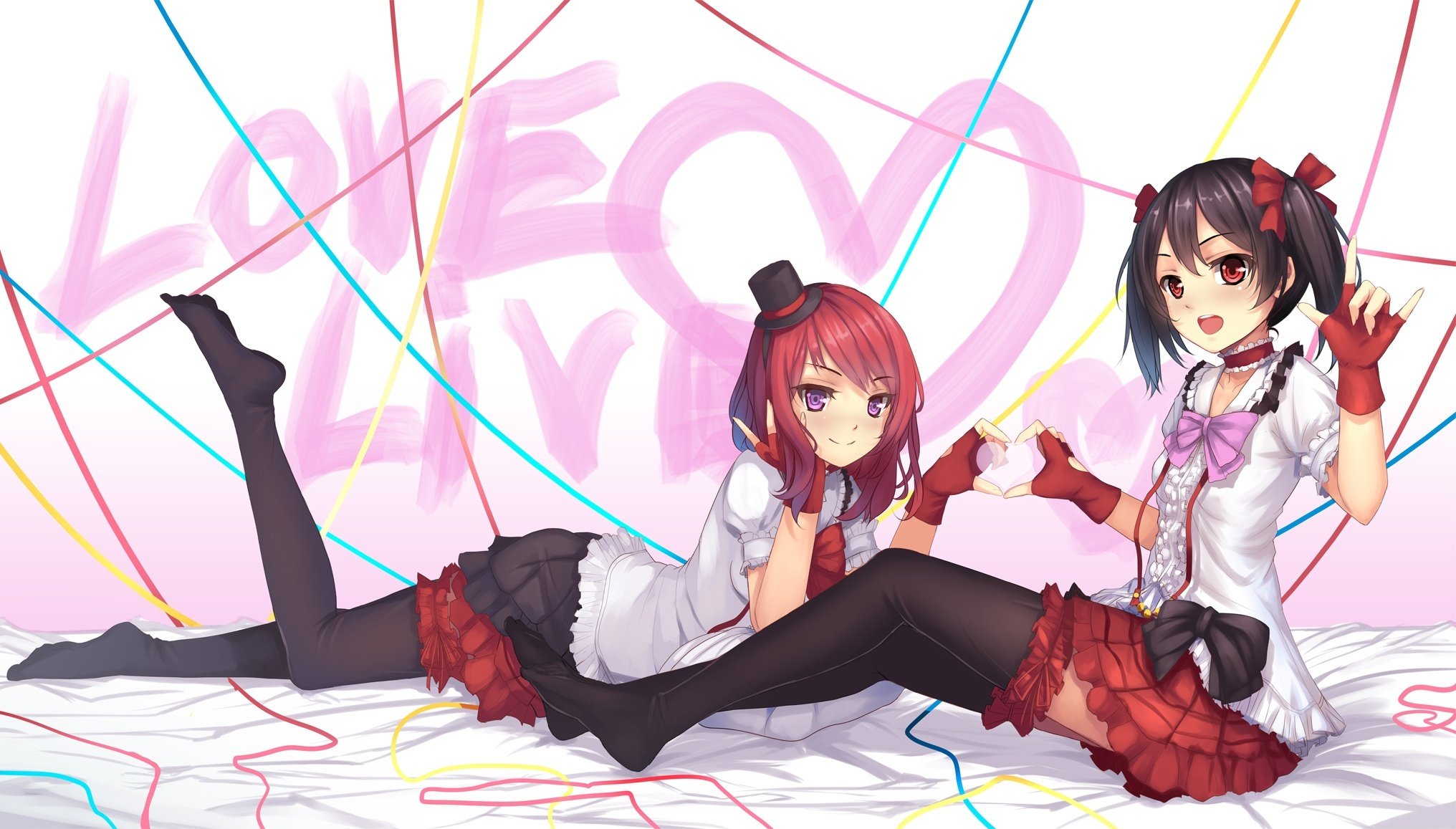 art ac xsk weiyinji xsk girls nishikino maki yazawa nico view smile gesture background love live school idol project