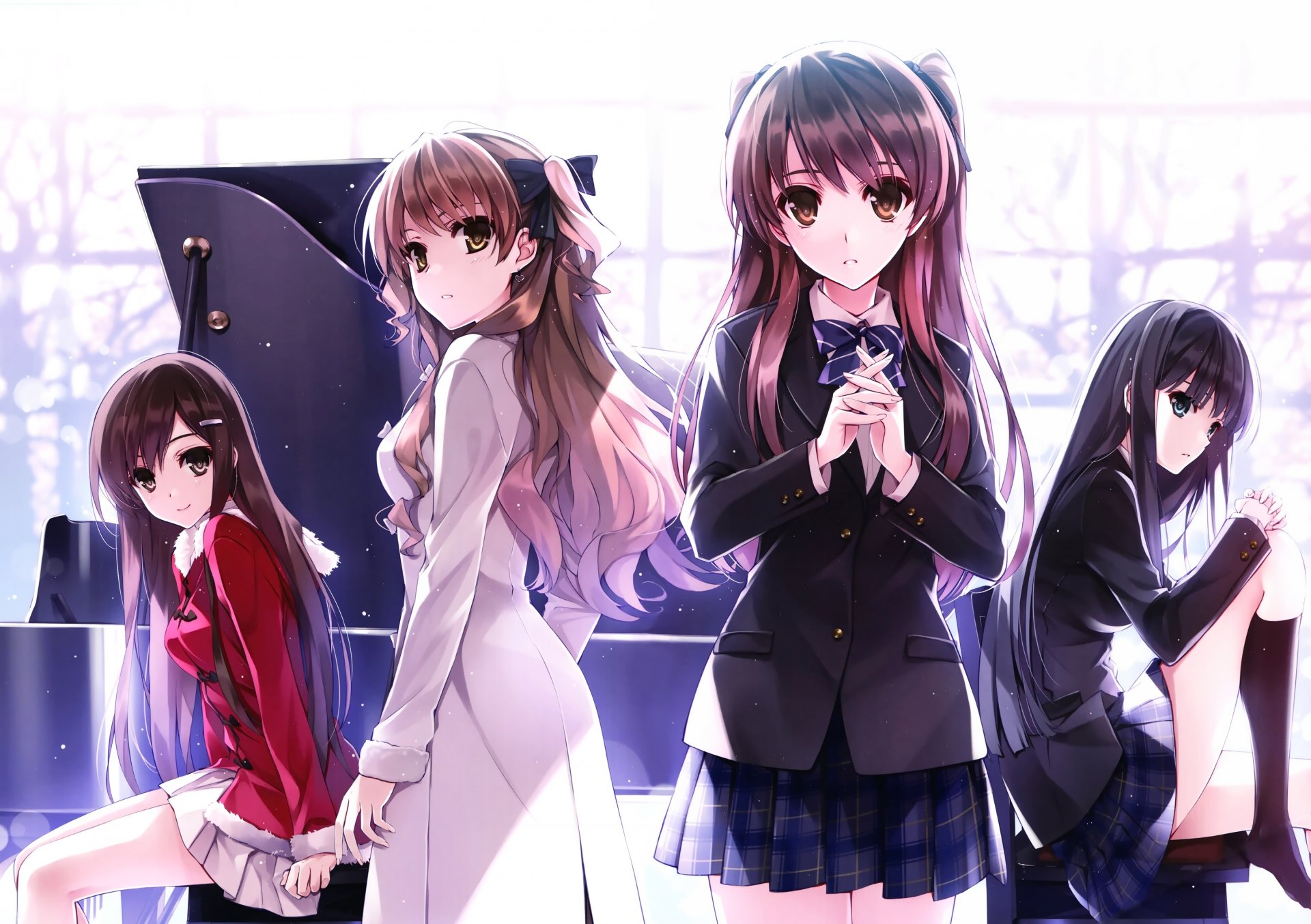 arte kuroya shinobu misaki kurehito anime album bianco morikawa yuki ogata rina ogiso setsuna touma kazusa ragazze ragazze della scuola pianoforte a coda