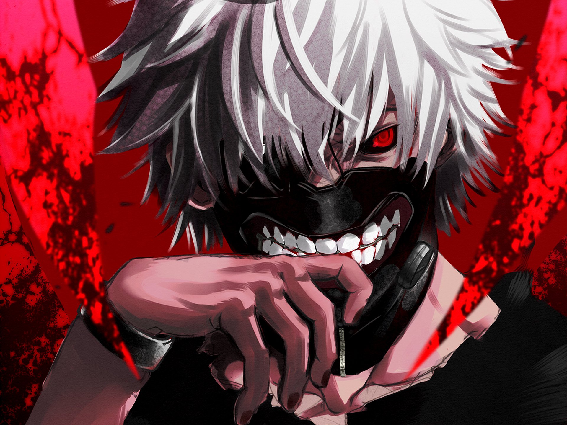 tokyo ghoul tokyo ghoul kaneki ken kaneki ken mask red eye white hair anime