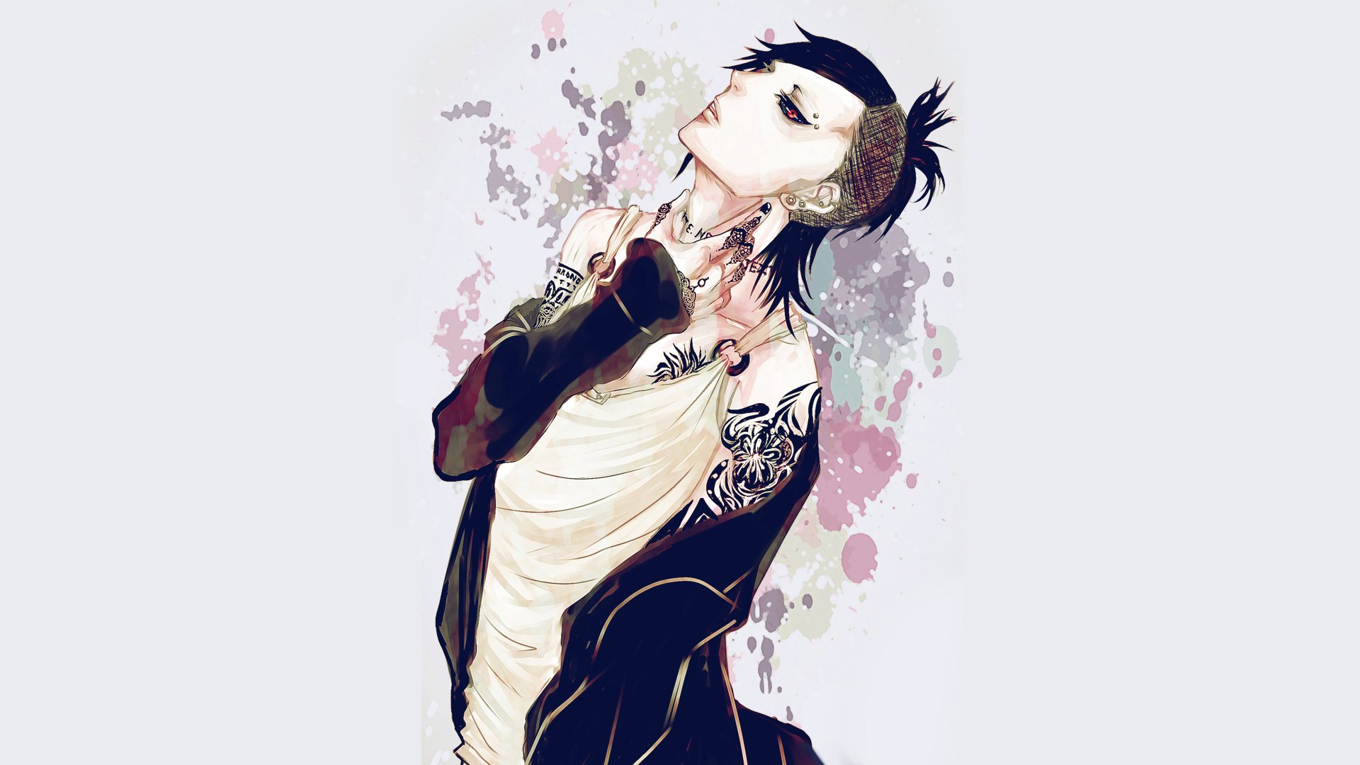 tokyo ghoul uta guy red eyes tattoo anime