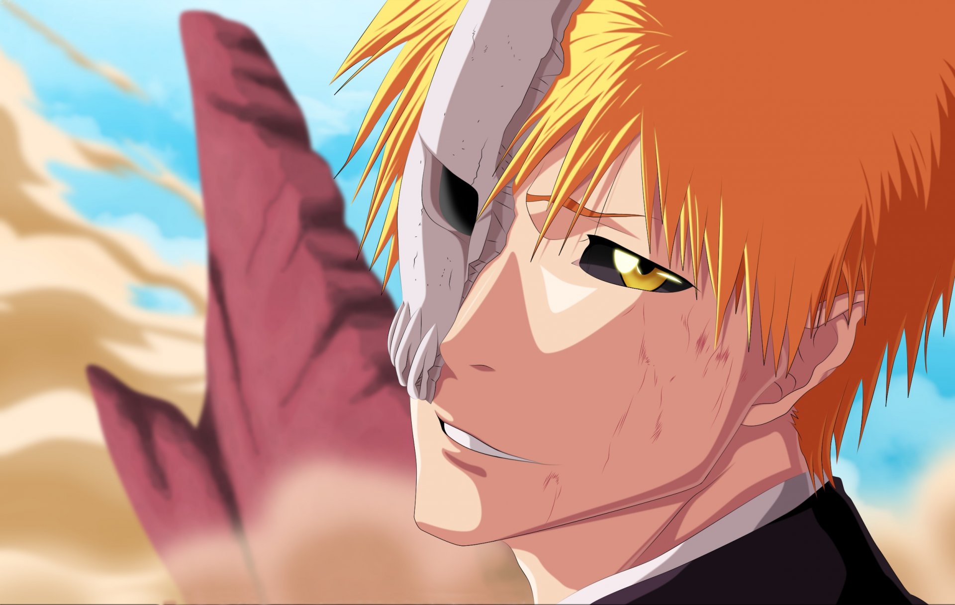 ichigo kurosaki shinigami anime art bleach guy face mask view