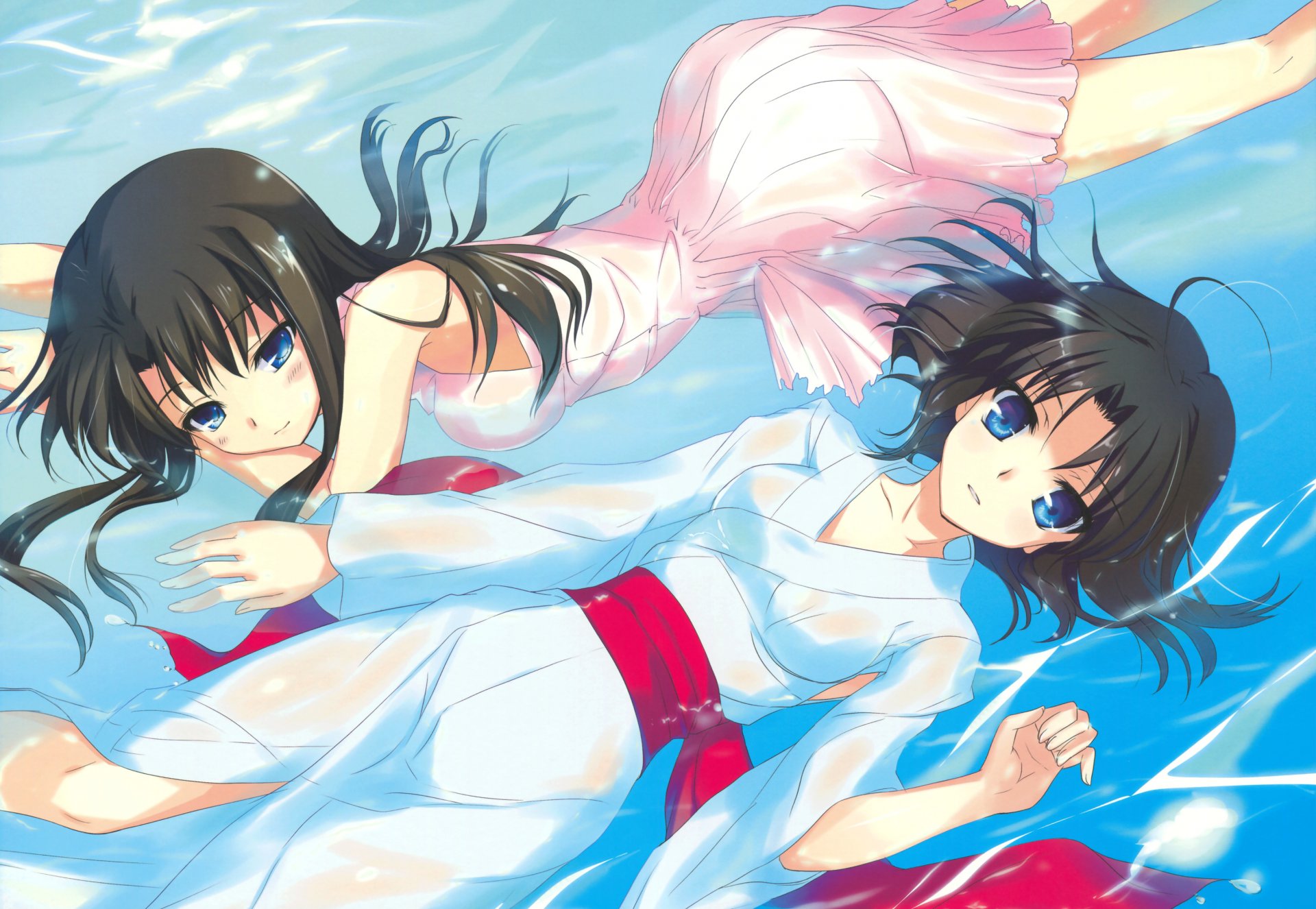 art ame à yuki anime sans clés kara kyoukai frontière du vide ryougi shiki kokutou azaka filles robe eau