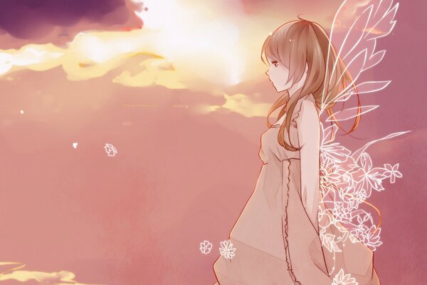 Romantic girl with angel wings