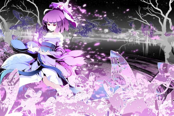 Anime girl in sakura wallpaper