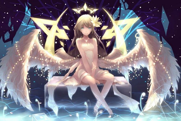 Anime art girl with wings