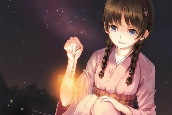 Anime girl with a lantern