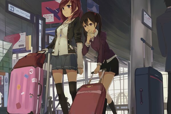 Anime Mädchen am Flughafen