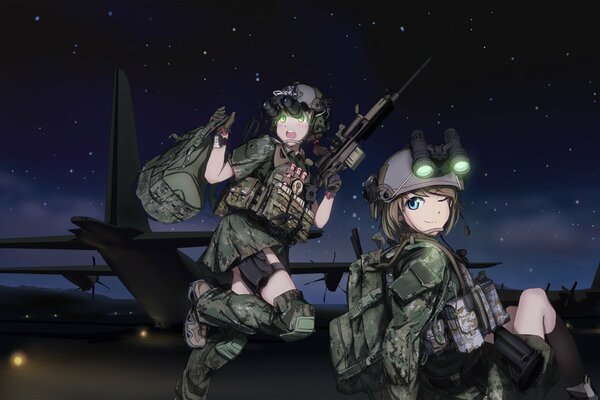 Anime two girl soldiers