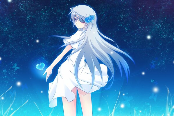 Anime art infinite heaven. The girl and the night starry sky