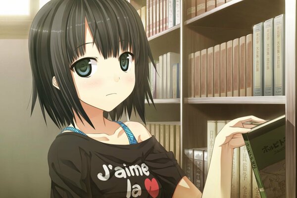 Chica de anime con libros