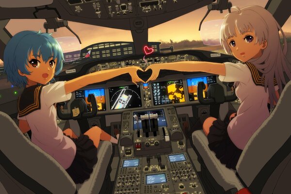 Les filles dans le Cockpit de l avion