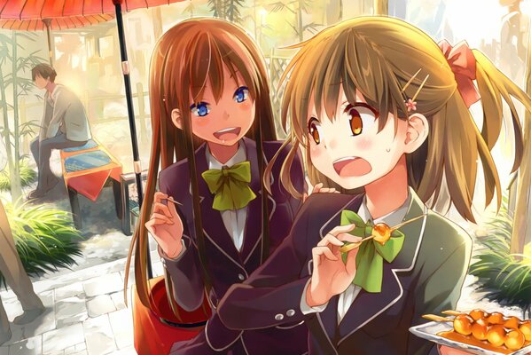 Schoolgirls in uniform. Anime
