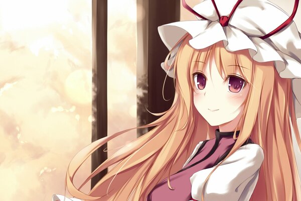 Yukari Yakumo art. Yukari Yakumo est un personnage du manga Touhou. Anime fille blonde avec un regard gentil. Anime fille dans le chapeau