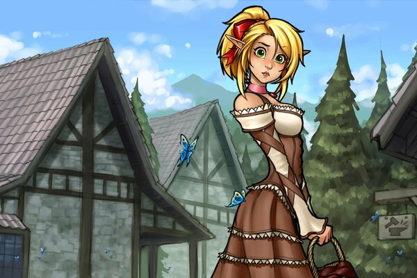 Elf girl in the village