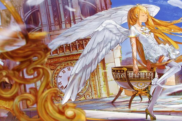 Аниме девушка с крыльями ангел