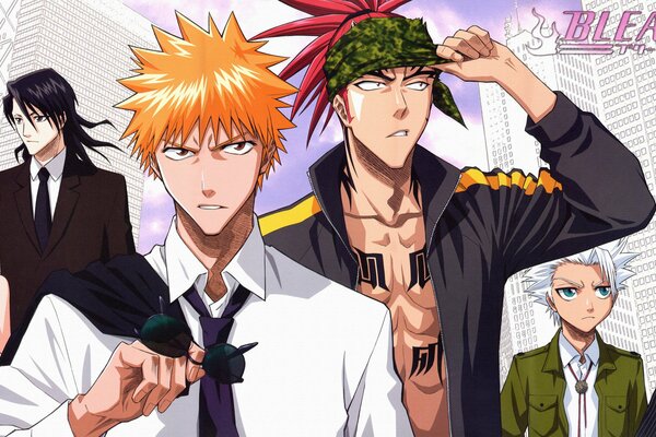 Anime ichigo Kurosaki, shinigami, renji Abarai, jin ichimaru, Toshiro hitsugayu