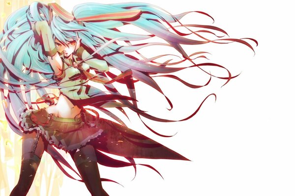 Vocaloid fille aux cheveux colorés