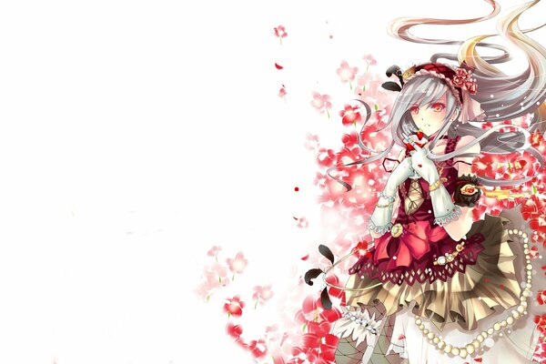 Anime girl in white and red