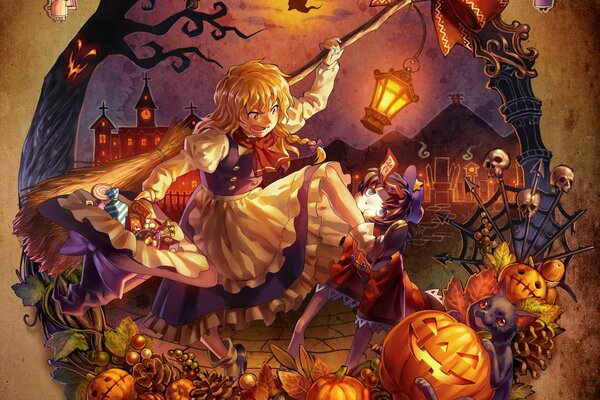 Chica en Halloween jugando anime