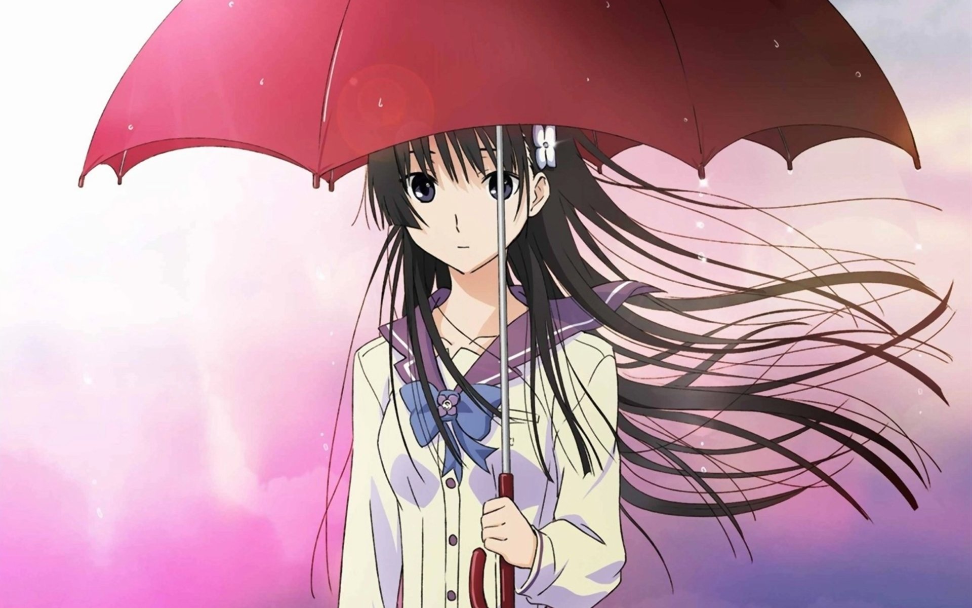 art anime sankarea sanka rea sanca ray girl umbrella drops flower