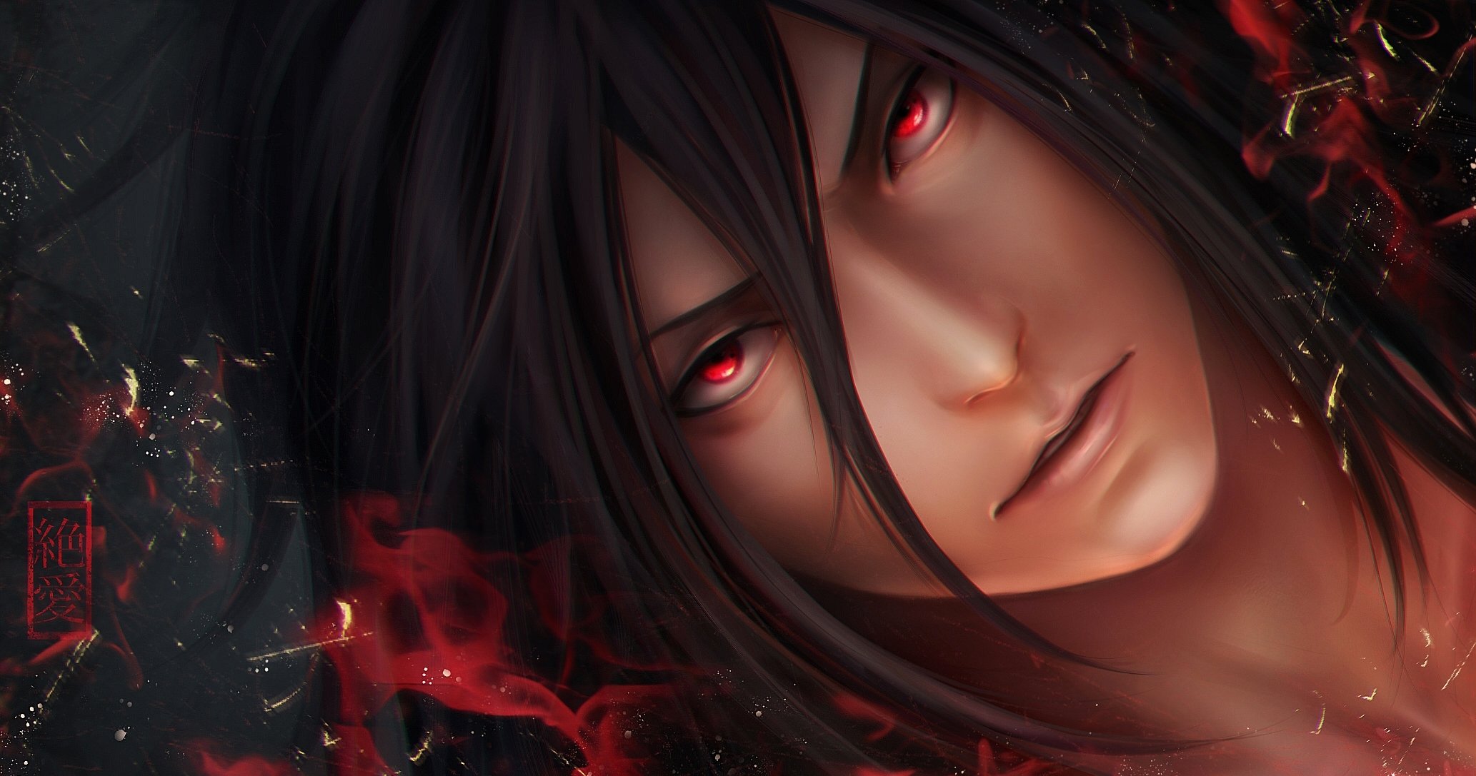 arte zetsuai89 novio uchiha madara vista ira sharingan magia fuego naruto