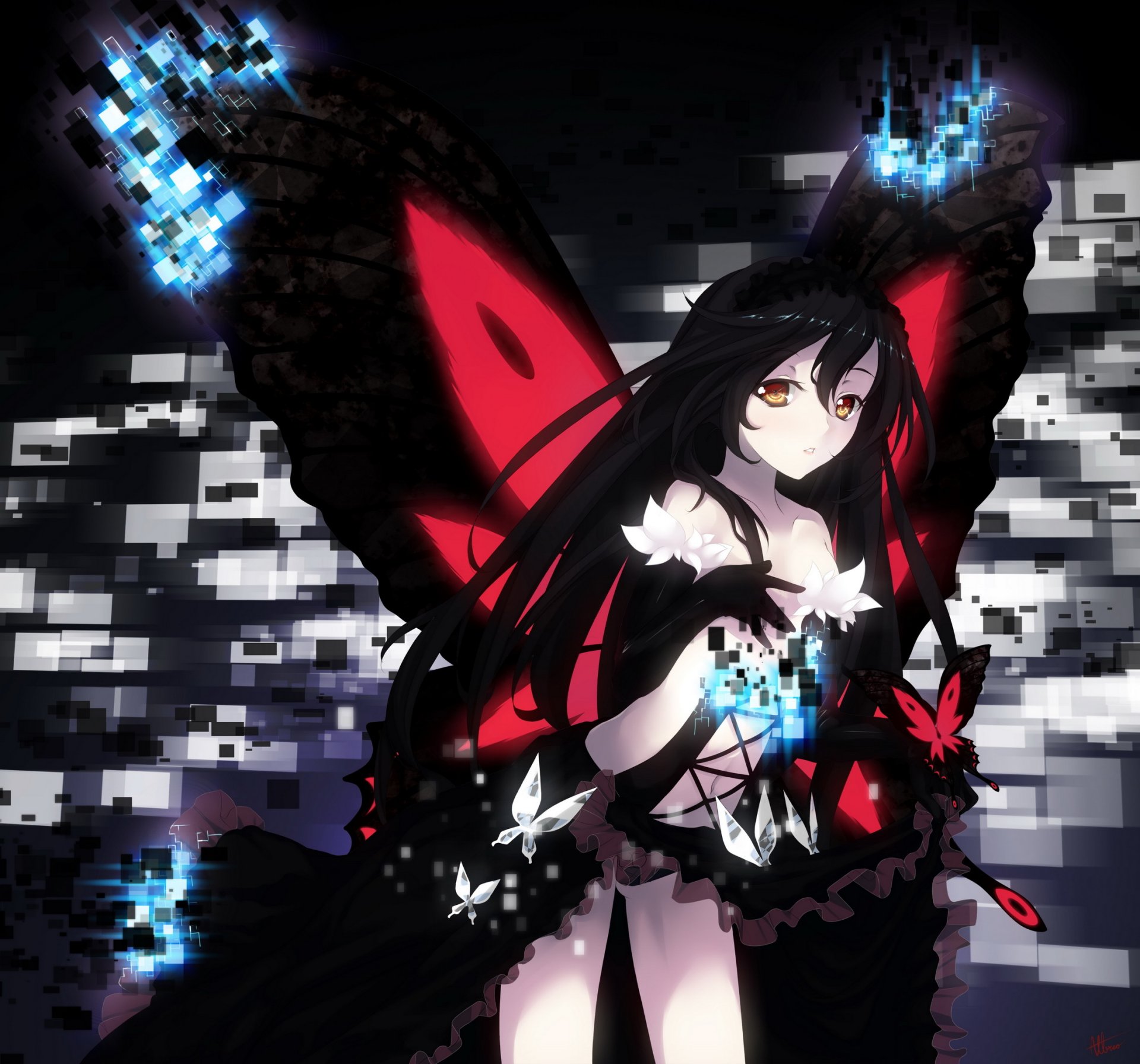 art albreo accel world kuroyukihime fille ailes papillons anime