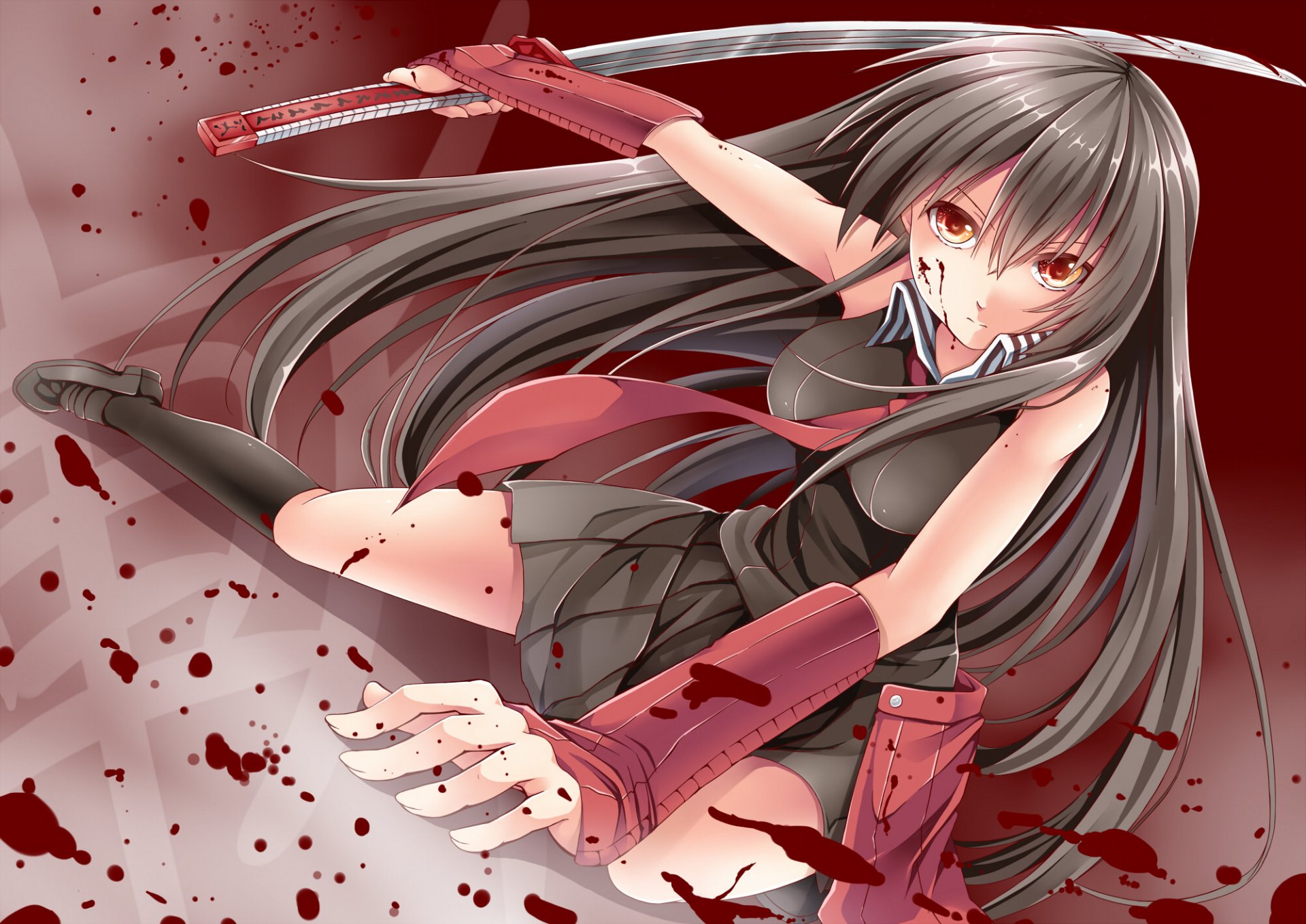 art creek girl akame view gesture weapon blood akame ga kill