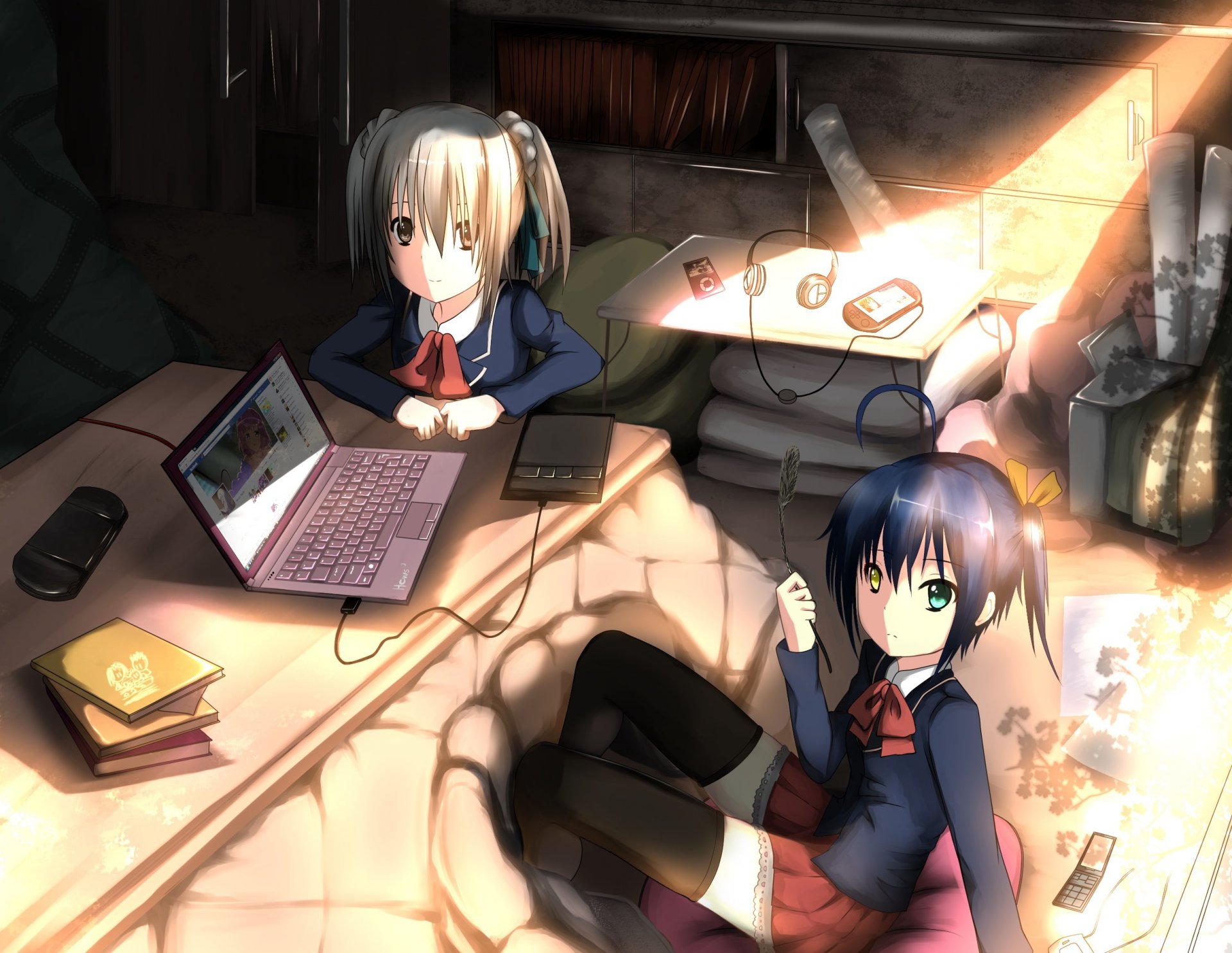 art hewsack chuunibyou demo koi ga shitai takanashi rikka dziewczyny pokój laptop