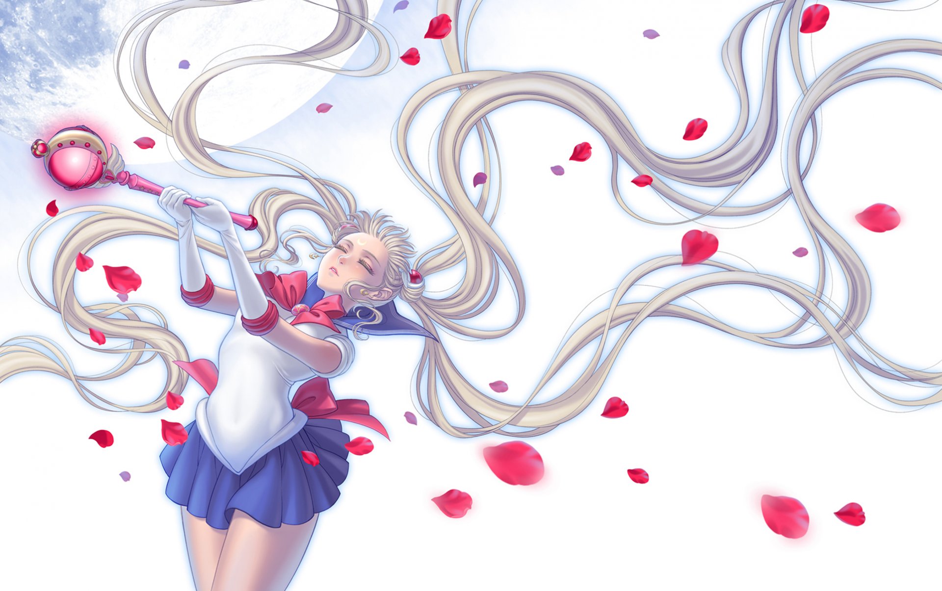 bishoujo senshi sailor moon sailor moon tsukino usagi ragazza luna petali forma bacchetta