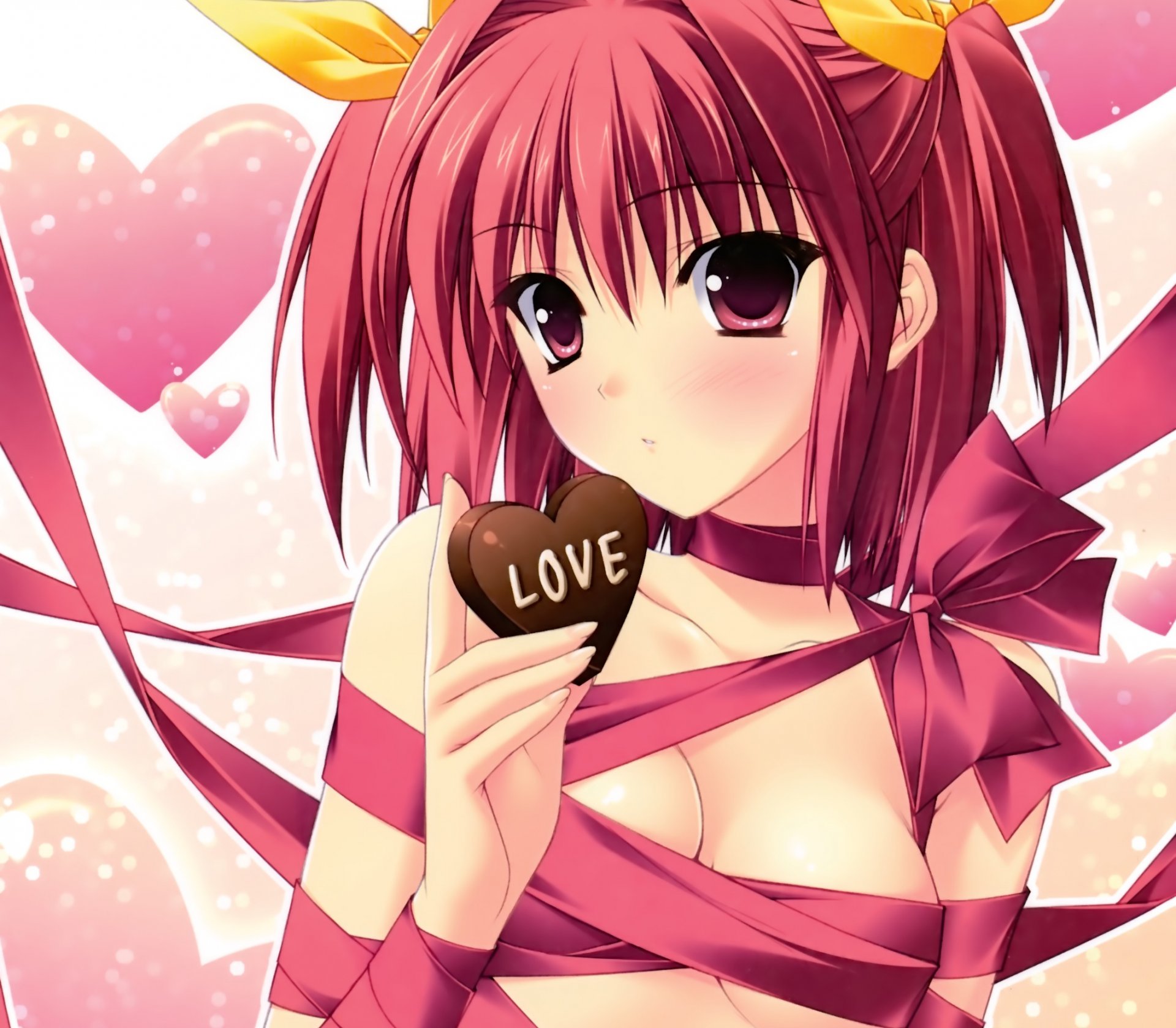 arte suzuhira hiro anime rgb shiki asahi chica desnudo cintas corazón amor arcos