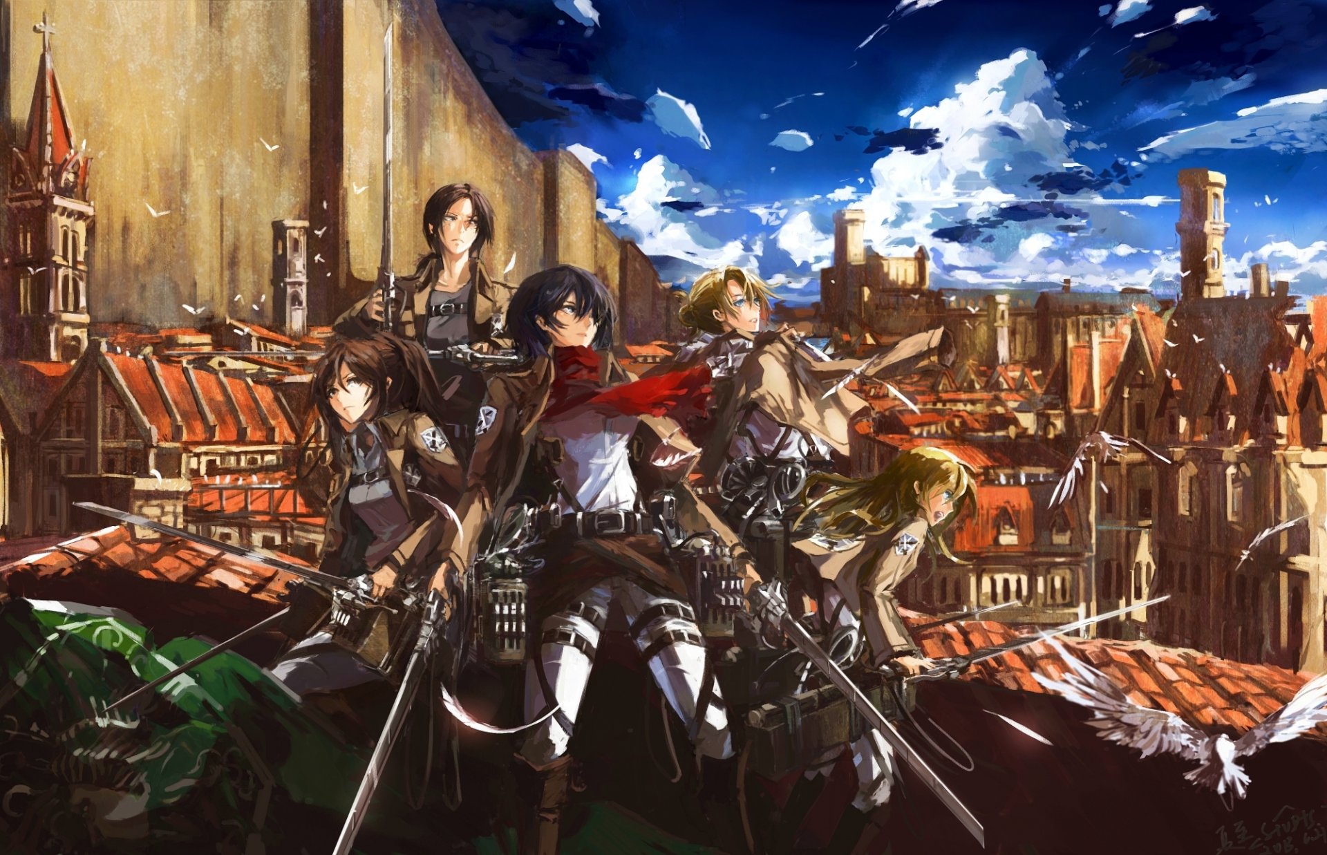 art stu dts girls annie leonhardt christa renz mikasa ackerman sasha browse ymir men weapon blade flight town shingeki no kyojin