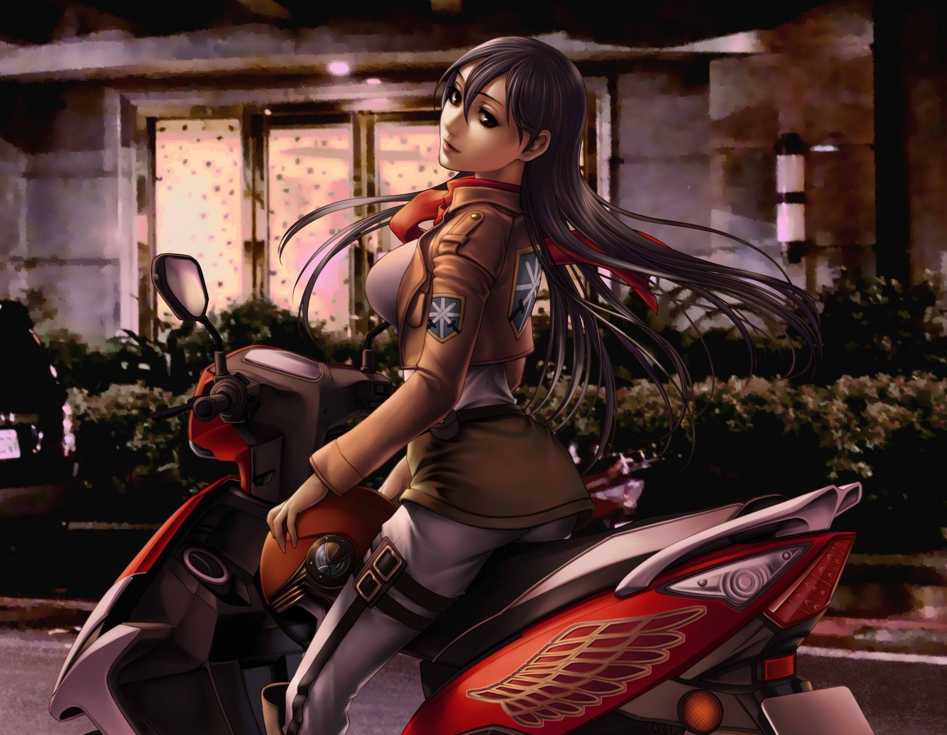 arte kiazee chica mikasa ackerman mirada forma scooter no shingeki no kyojin