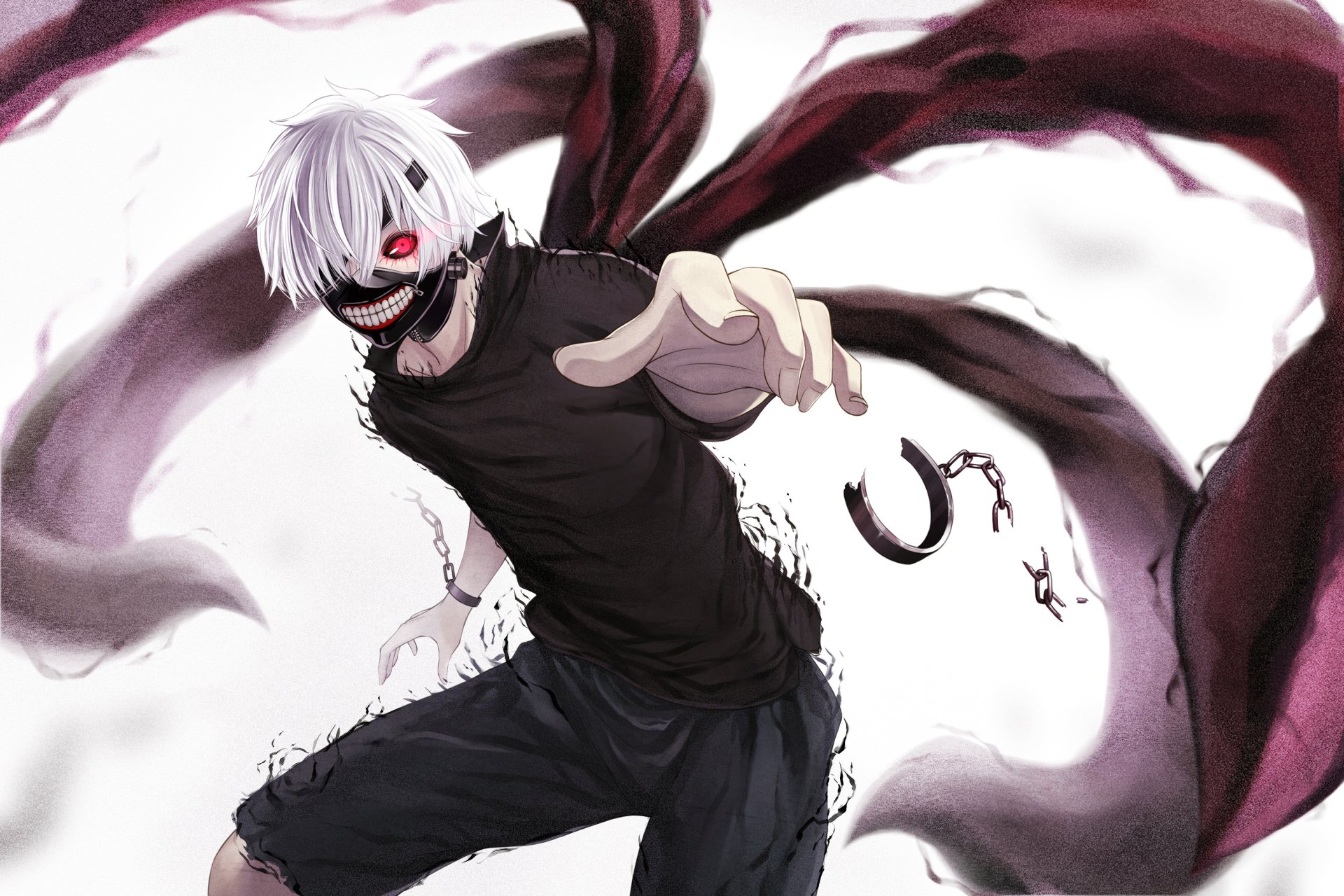 sztuka ltt challenger facet kaneki ken spojrzenie złość maska pazury ghul ghouls łańcuchy tokyo ghoul