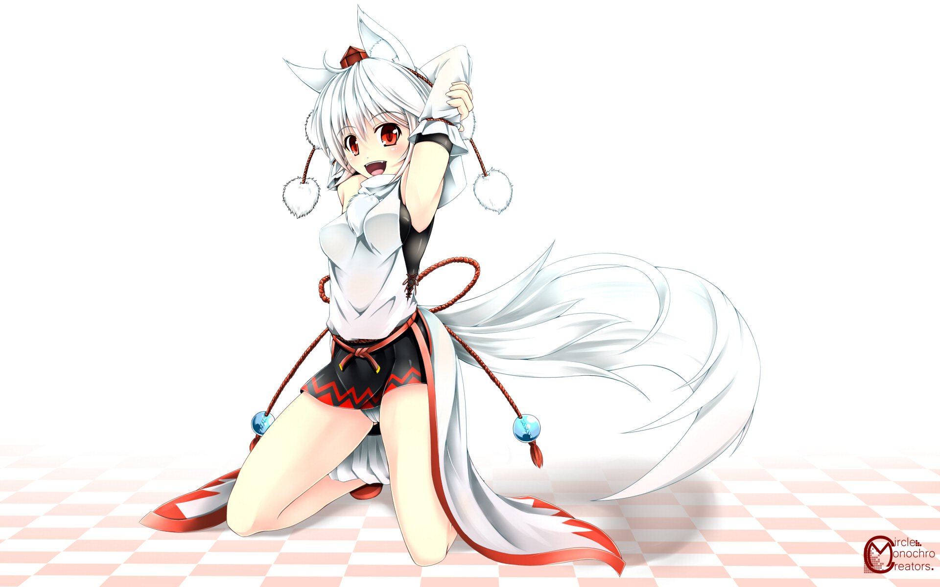 art inyuppo touhou fille inubashiri momiji vue joie oreilles queue pose