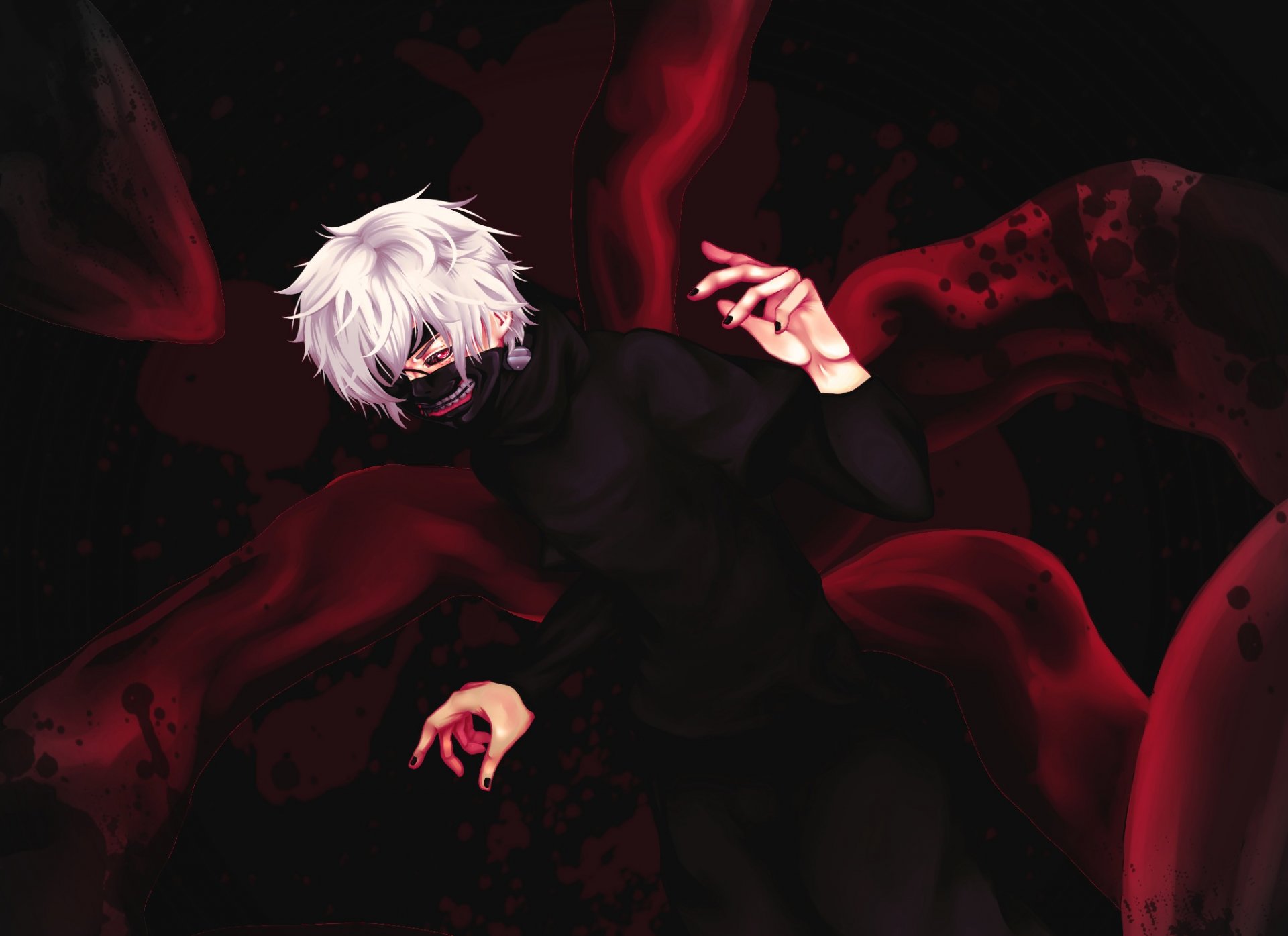 kunst kou-yuu kerl kaneki ken blick geste maske blut klaue tokyo ghoul